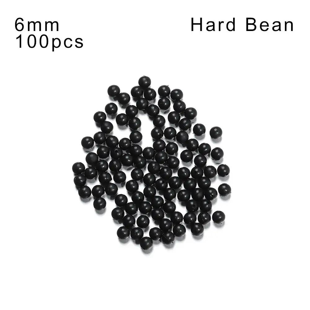 100Pcs Fishing Beads Space Stopper Black 3mm-12mm Round Soft and hard beans Fishing Lures bait Hook Rig Accessories