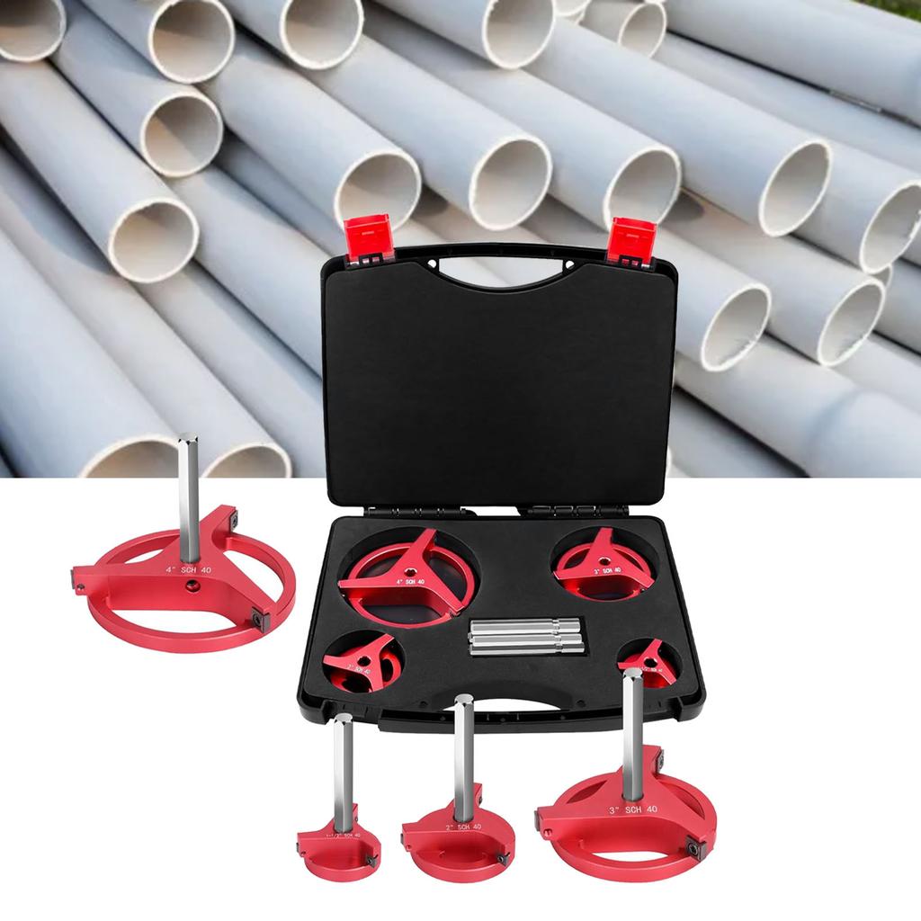 4-teiliges Rohrreibahle-Set mit 3 quadratischen Hartmetall-Einsätzen 1 1/2 Zoll 2 Zoll 3 Zoll 4 Zoll Entgratungs-Anfaswerkzeuge für PVC CPVC ABS PP PE