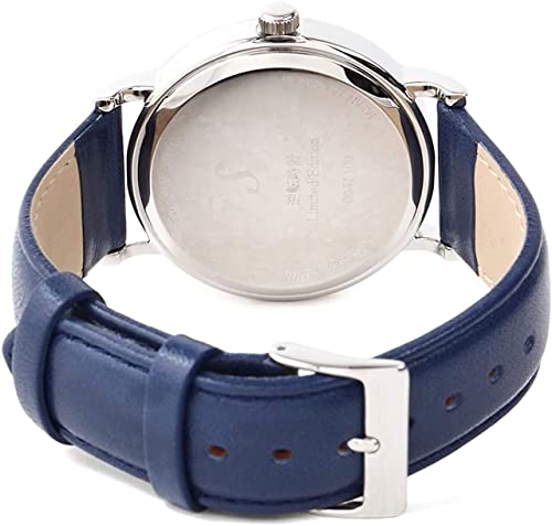 Anticlockwise Reverse Watch, Japanese Quartz Movement, Blue Genuine Leather Band (Blue)
