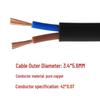 Pure Copper 250W Flat Plug Power Cord with Bare Wire End & Tinned Welding Wire, National Standard, Two-Pin Two-Core