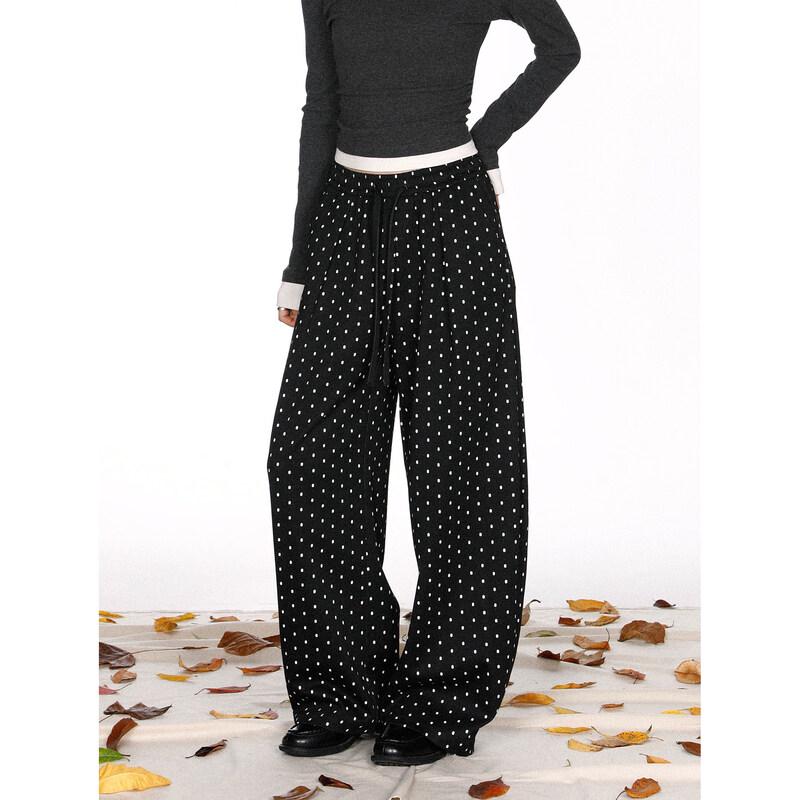 Women s Polka Dot Loose Wide-Leg Casual Pants L