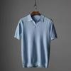 Summer Turn Down Collar Short Sleeve Cotton Knit Polo Shirt For Men