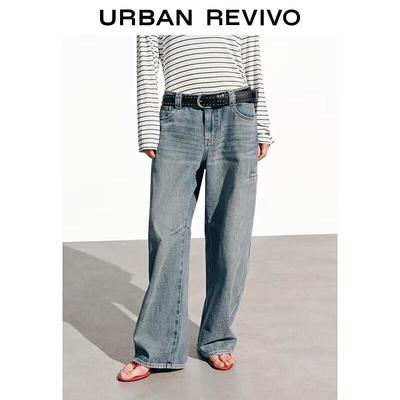 UR Women's Washed Curved-Cut Denim Jeans