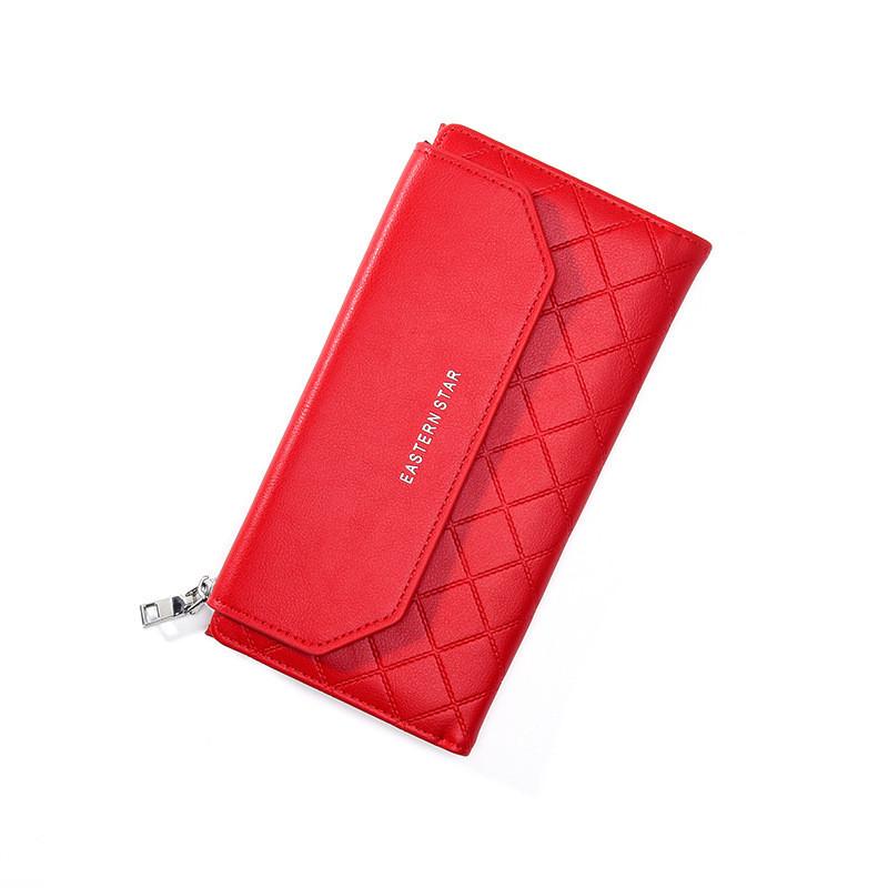 

Модный женский клатч-кошелек в городском стиле с множеством отделений для карт и карманом для монет из мягкой ПУ-кожи красный