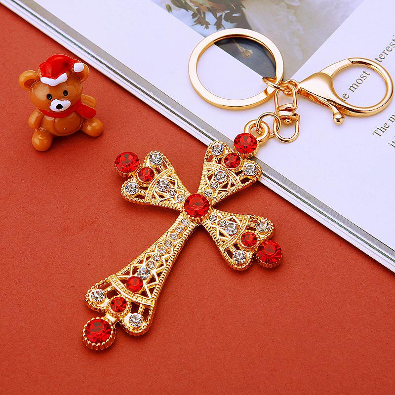 Four-Leaf Clover Rhinestone Keychain Pendant - Women's Flower Charm Keyring Gift