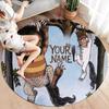 Moonlit Voyage Custom Name Round Area Rug Carpet Rug For Living Room Bedroom Sofa Playroom Decor Nonslip Floor Mat