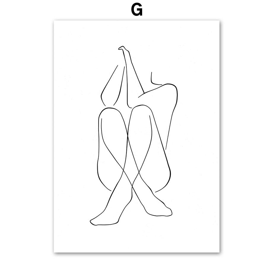 

Настенная картина на холсте, минималистичная линия, портрет, тело, лицо, абстрактные постеры на скандинавскую тему и принты, настенные панно для гостиной 30X40 cm No Framed