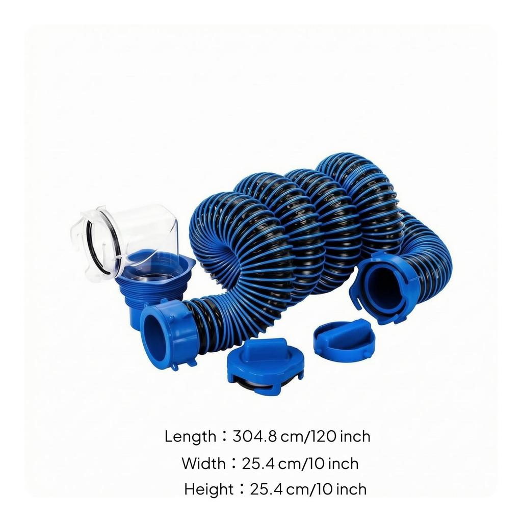 RV Sewer Hose Kit Flexible with Adapter Low-Profile for Motorhomes