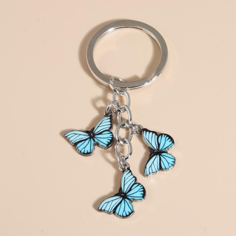 Cute Colorful Butterfly  Enamel Flying Animals Key Chains For Women Girls Accessorie Handmade Jewelry Bag Charm