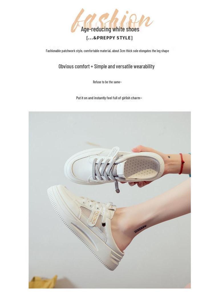 2022 Women's Trendy Half-Open Toe White Slippers - Casual Summer Cool Closed-Toe Fashion Footwear