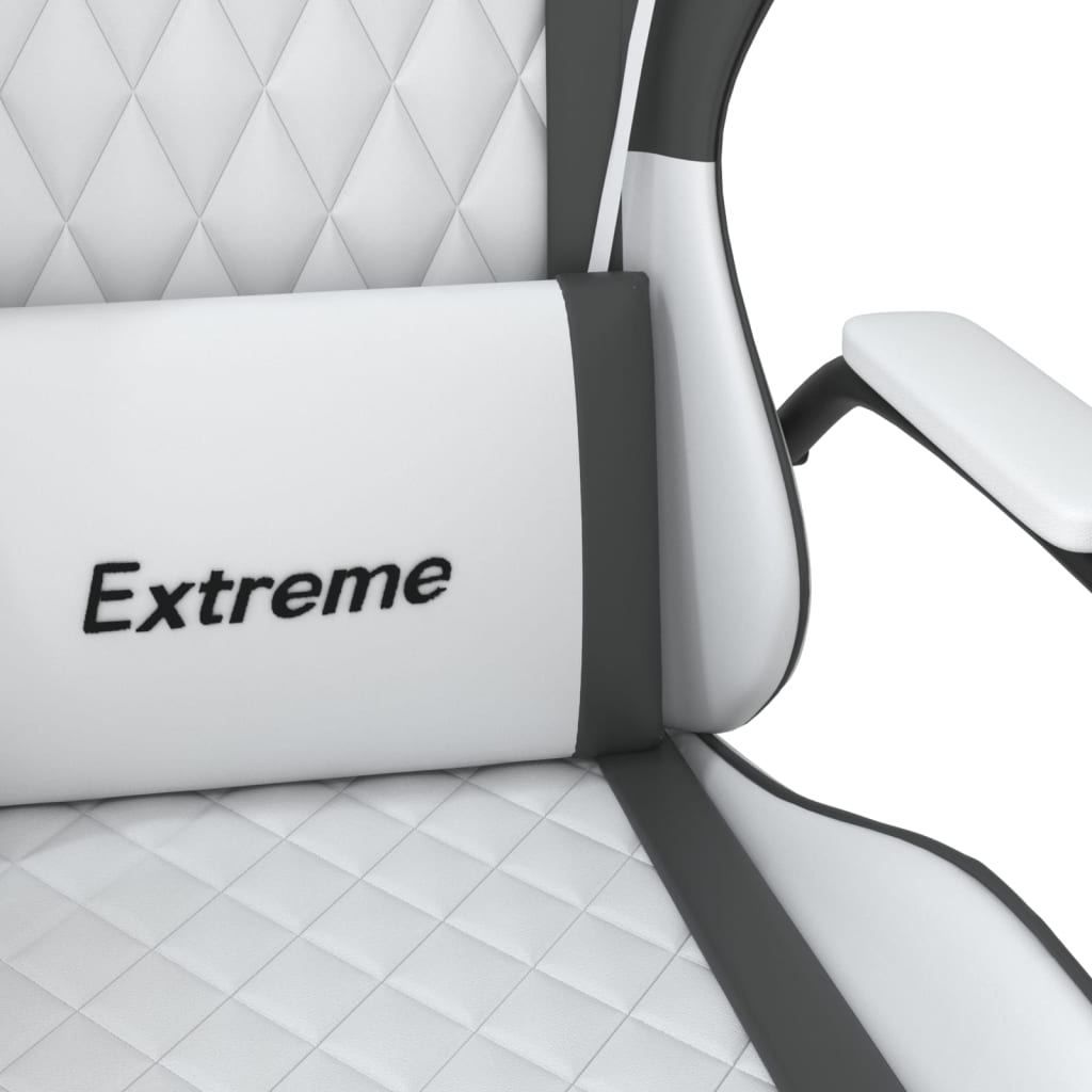 Gaming Chair In White and Black Artificial Leather