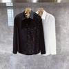 Camicia da uomo con patch di paillettes, manica lunga, colletto, bottoni, per festa, discoteca, camicia scintillante da uomo