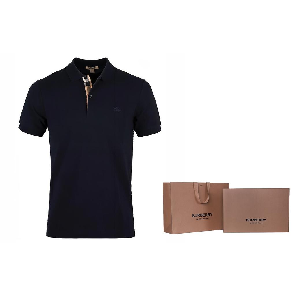 Burberry Logo lapel Short Sleeve Polo Shirt Navy Blue Men's 80045781