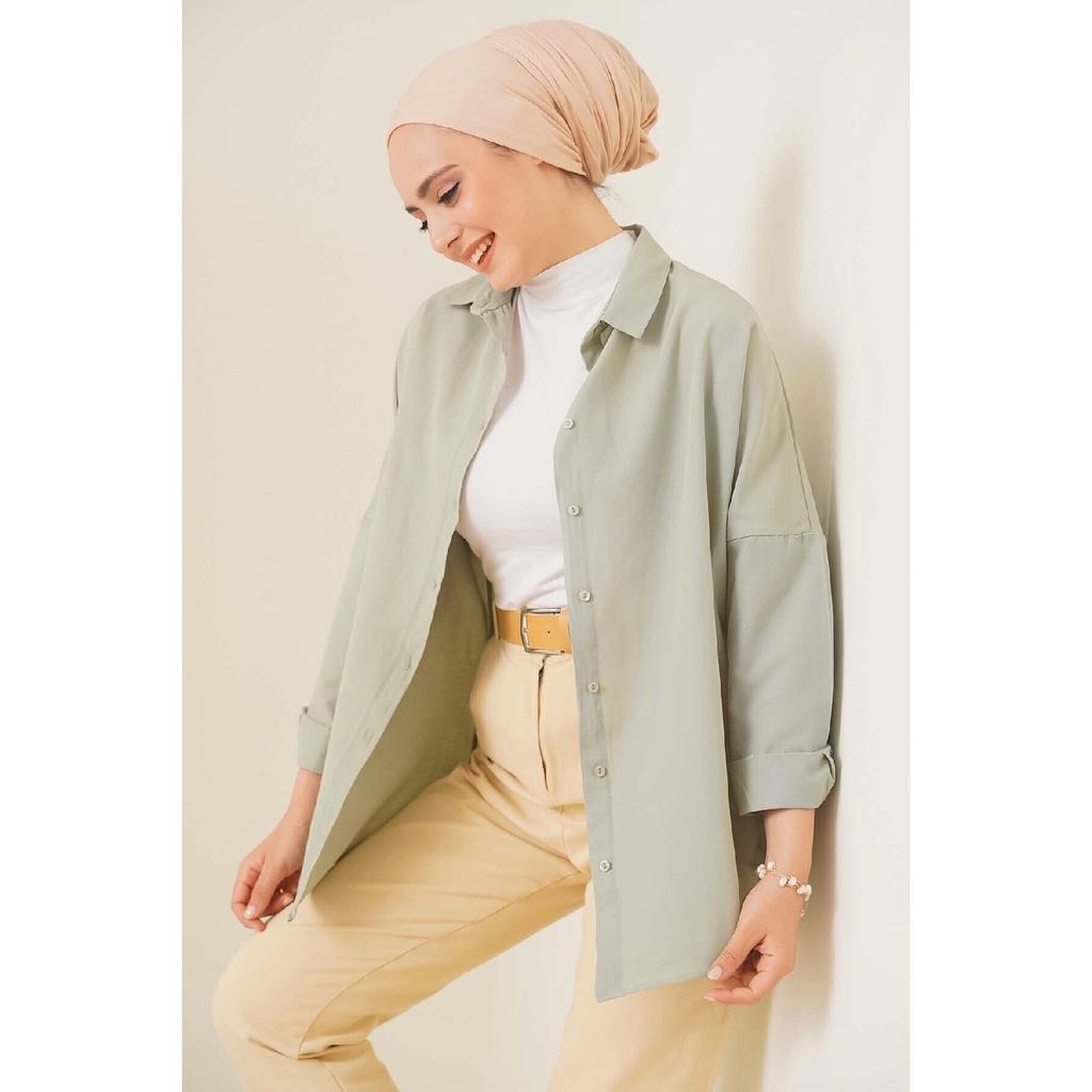 103901 Übergroßes Basic Hijab-Shirt - Creme