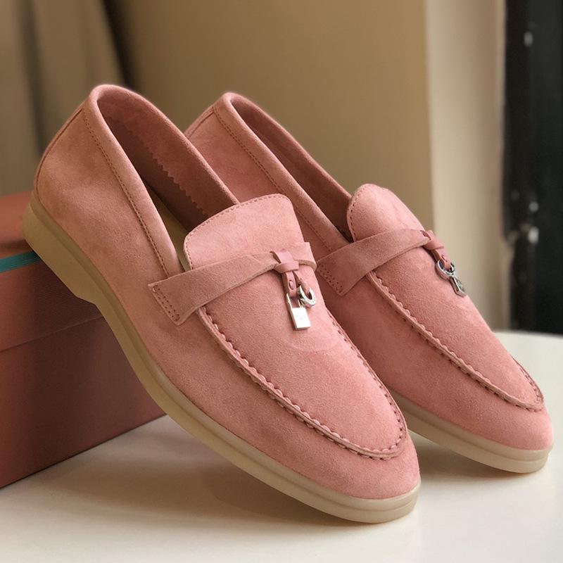 Europeiska & Amerikanska Mockasiner i Kohud - Mjuk Sula Brittisk Stil Slip-on Dam Casual Skor
