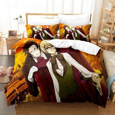 Nowy komplet pościeli Black Butler Rozmiar Pojedynczy Twin Pełny Queen King Rozmiar Komplet pościeli do sypialni dla dorosłych chłopców Poszewka na kołdrę Zestawy 3D Anime