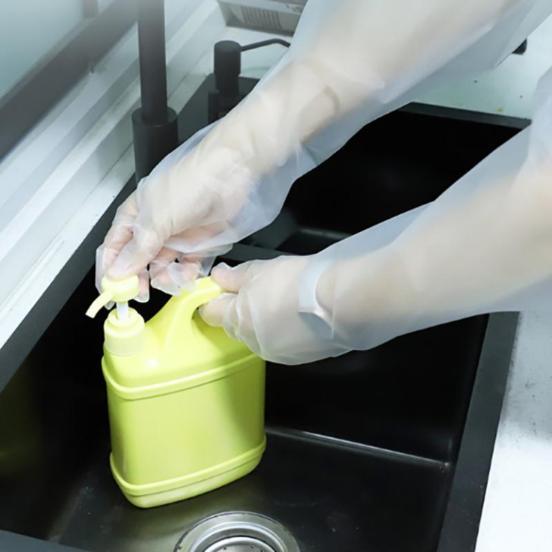 10 buc/sac Mănuși lungi din plastic de unică folosință, de calitate alimentară, cu manșete elastice, mănuși de protecție a brațului de uz casnic pentru bucătărie