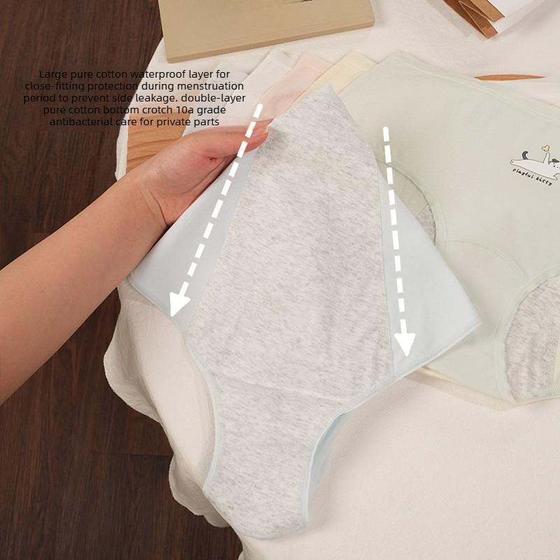 Female Spring and Autumn Pure Cotton 10A Antibacterial Extended Crotch Period Middle Waist Triangle Briefs