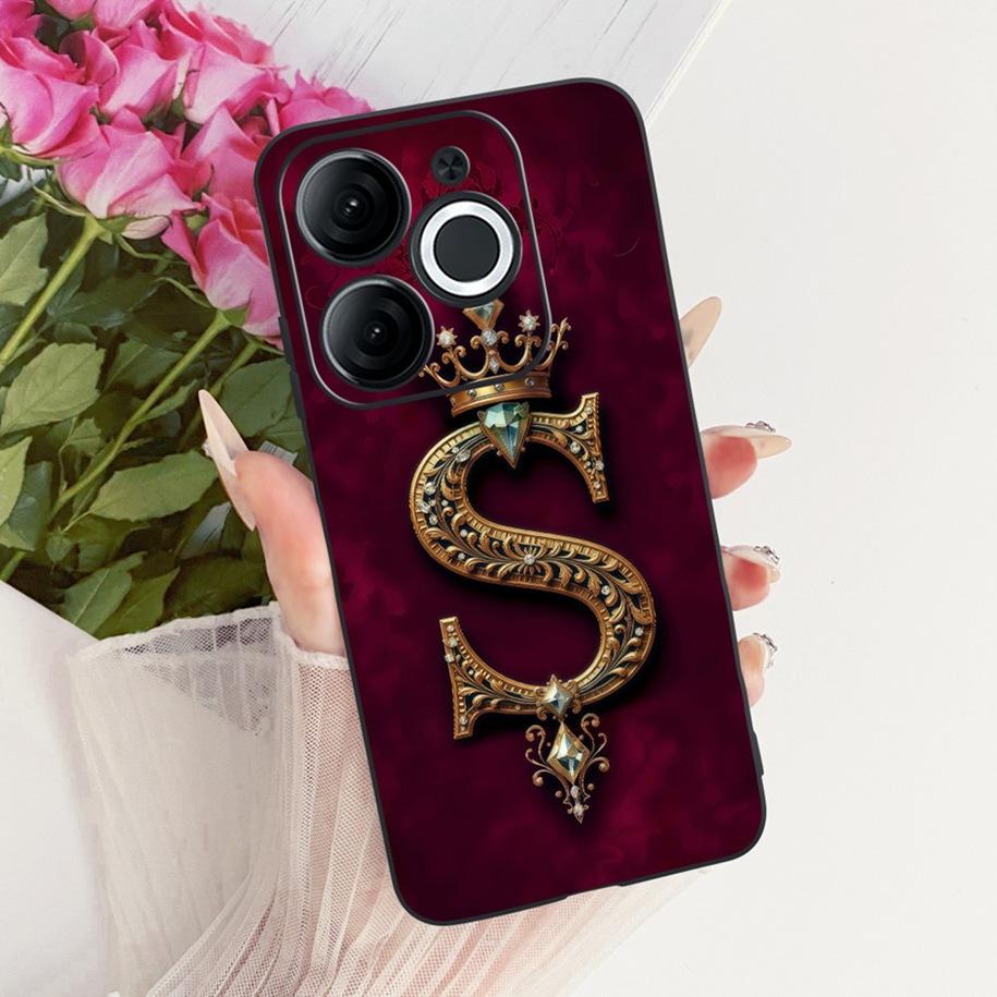 For Itel A80 Case A671L A671LC Back Cover Luxury A Z Initial Letter Crown Soft Silicone Couple Phone Case For ItelA80 A 80 Shell