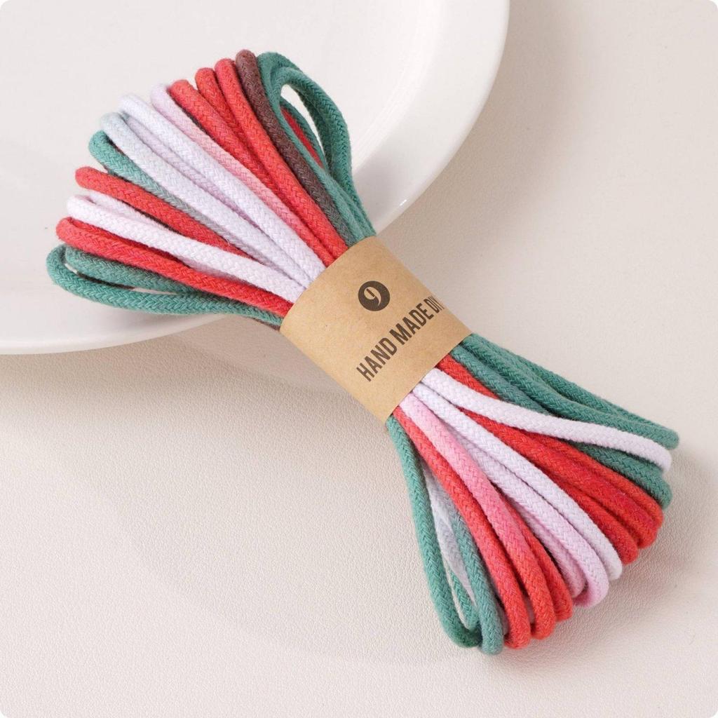 2 Packs Colored Cotton Rope Macrame Cord Braided Twine Gradient Multicolor Effect for Jewelry Making