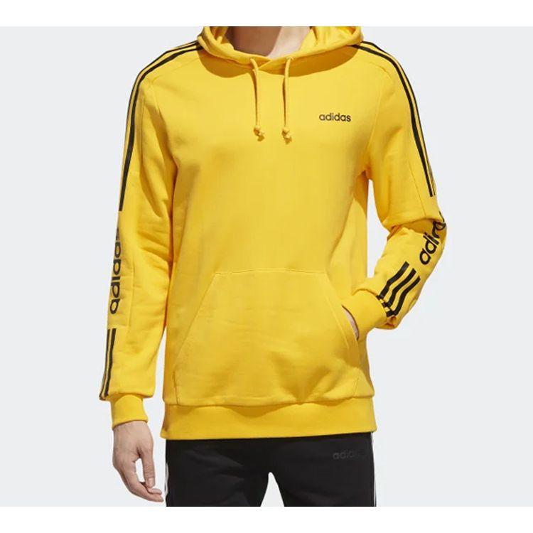 Adidas Neo Essential 4-Stripes Knit Hoodie Men Sweatshirt Gold EI4674