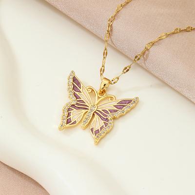 Xiulu Butterfly Necklace Women'S Simple Ol Fresh Natural Symphony Pendant