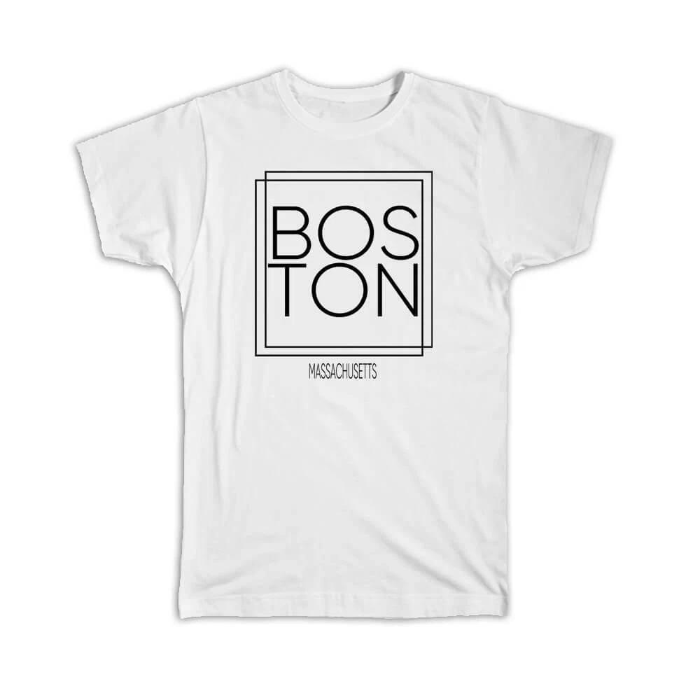 

Gift T-Shirt : BOSTON Massachusetts Square Modern Minimalist Font M