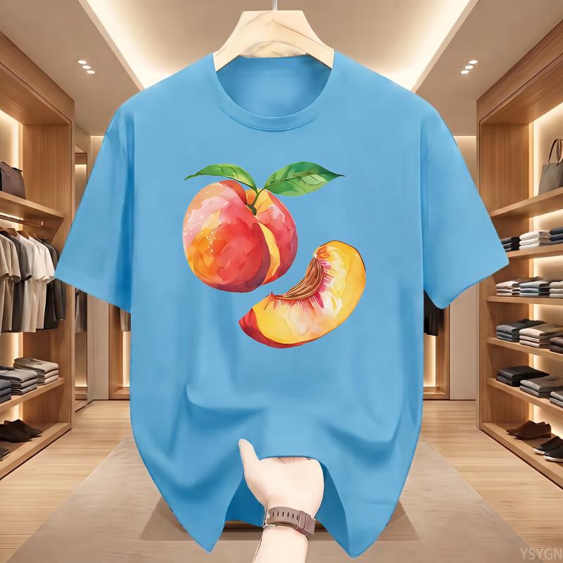 Whole Peach and Slice Man Sports Short Sleeve T-Shirt Summer Short Sleeved Harajuku Streetwear Tops Tees Aesthetic Clothes