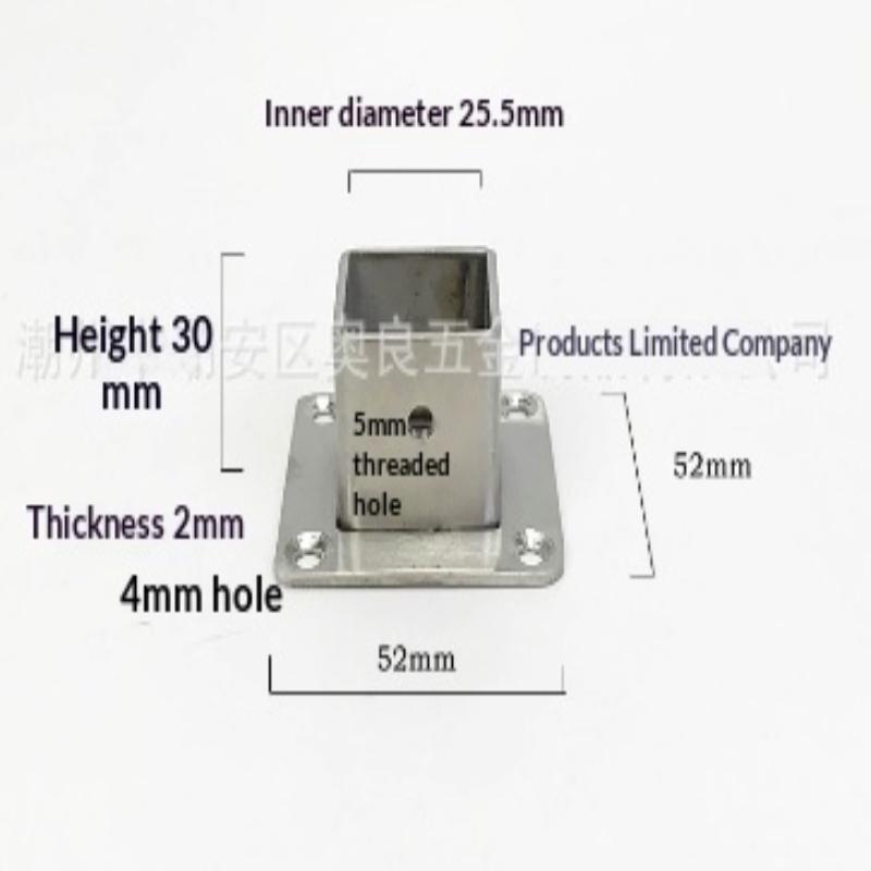 Square Post Base Stainless Steel Flange Anchor Base Heavy-Duty For Floor Or Wall (1" X 1",2" X 2")