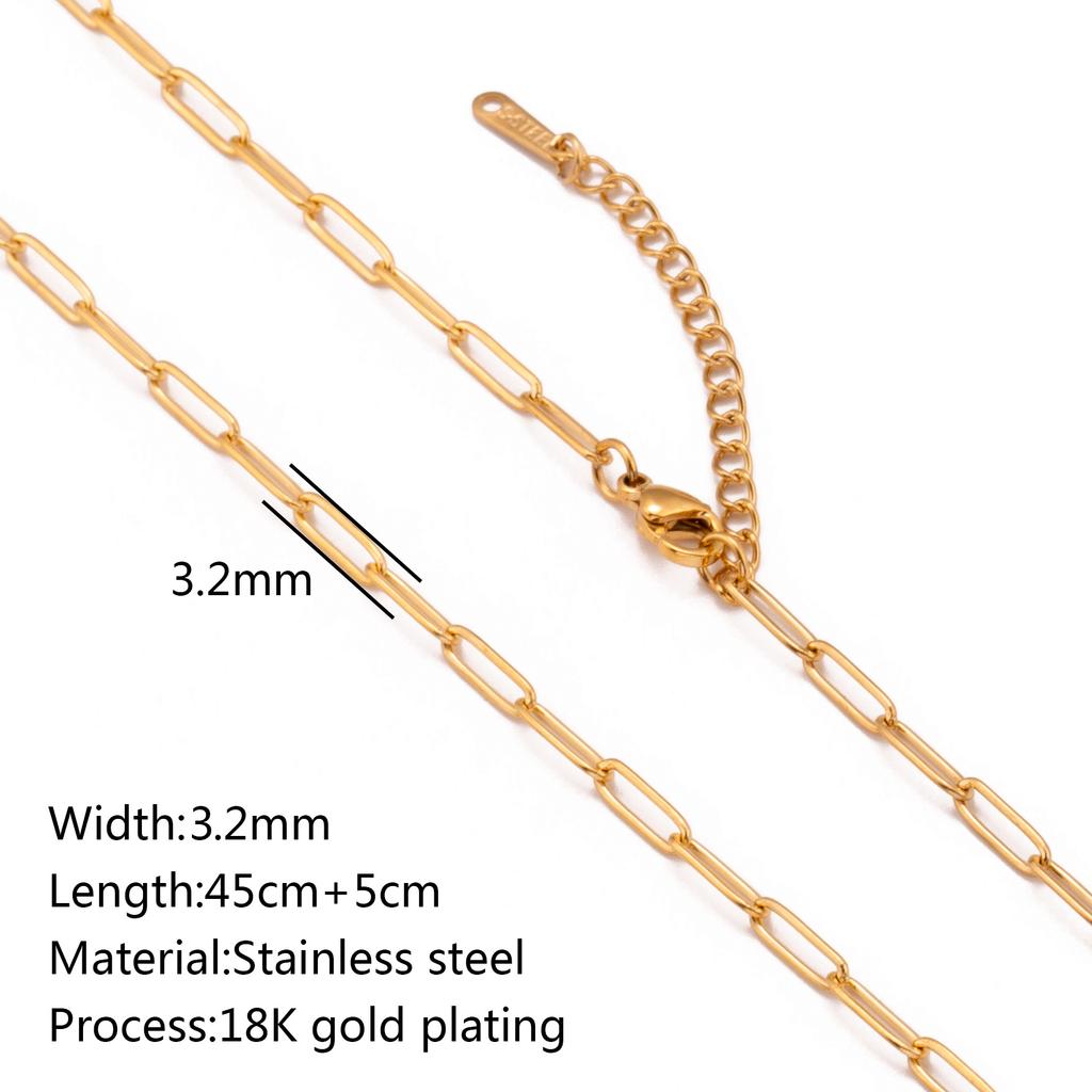 5Pcs/Lot Stainless Steel Bead Rope Link/Cuban/Paperclip Links Snake Chain Necklace Diy Women Jewelry 18K Gold Color Neck Chains