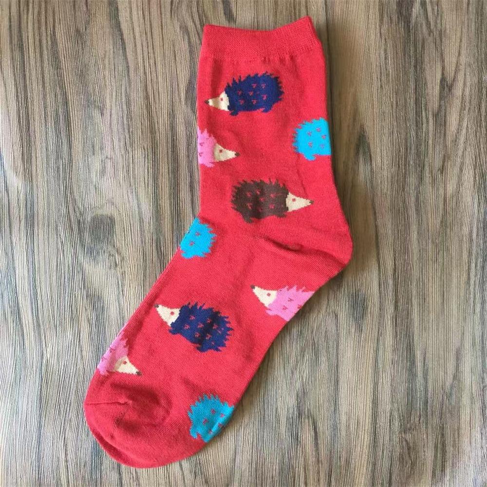 New Women's Daily Japanese Korean Funny Cartoon Hedgehog Happy Animal Soft Cotton Socks Cute Pets Gift Sokken Dropship