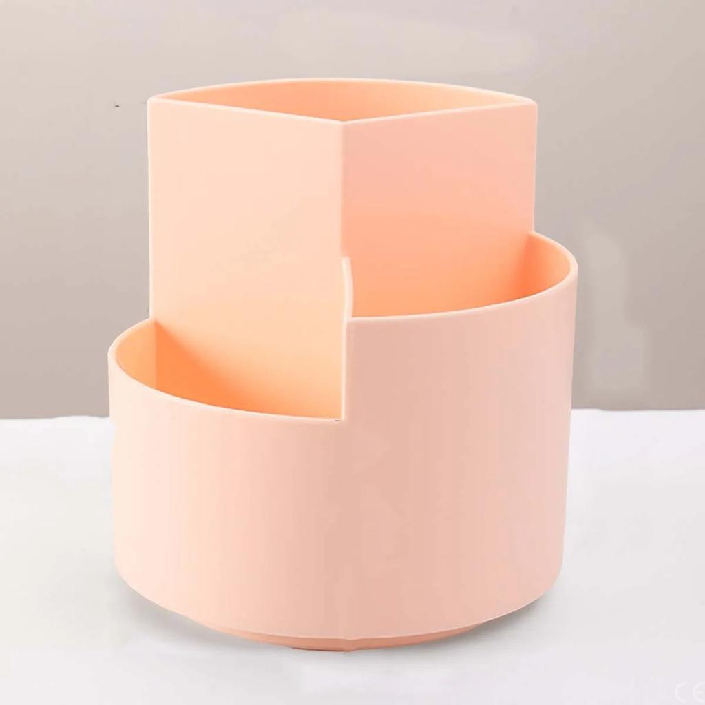 1pc Rotating Pen Holder Storage Box Divided Makeup Brush Office Student Desktop Storage