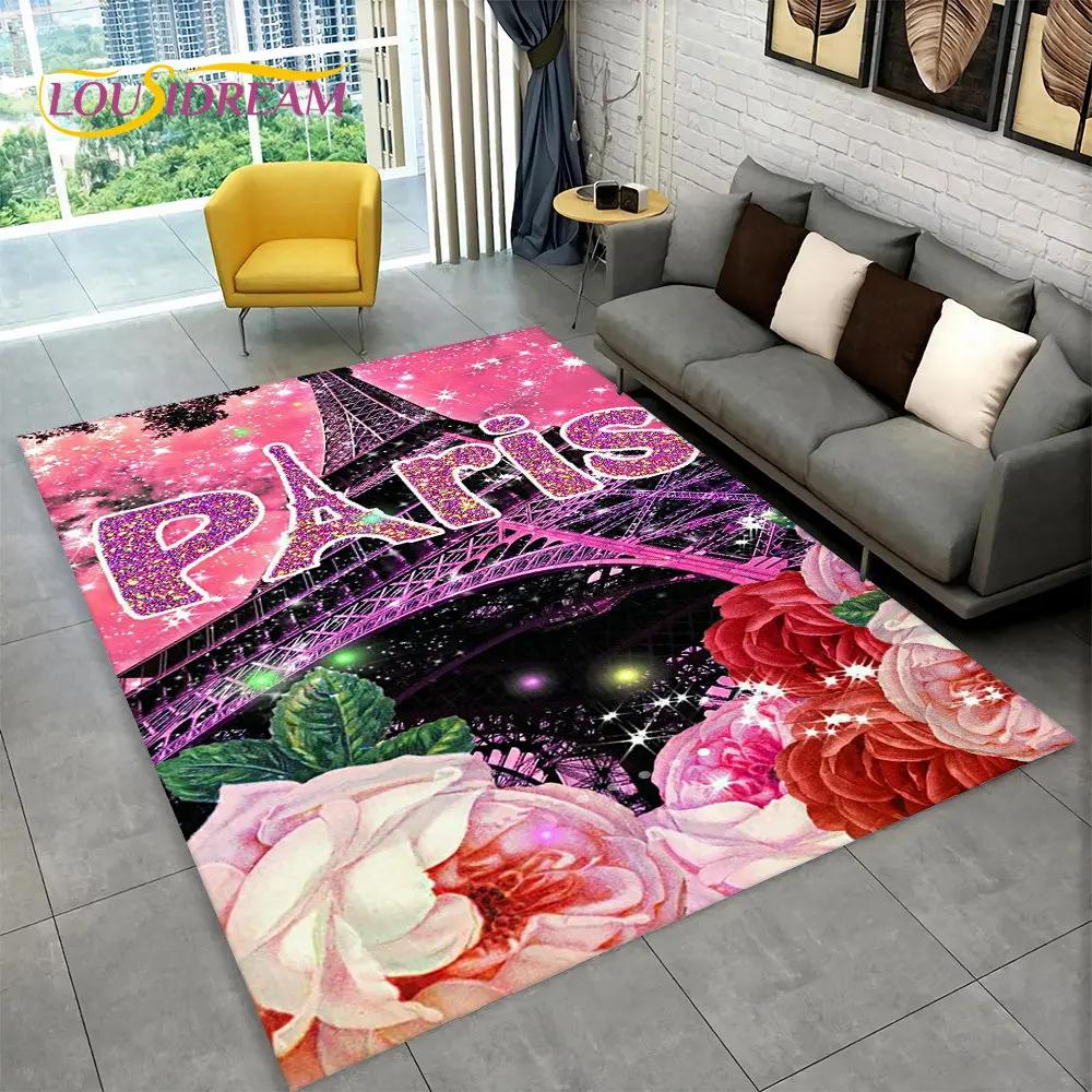 Frankrijk Parijs Eiffeltoren Romantische Kunst Gebied Tapijt, Tapijt Tapijt voor Woonkamer Slaapkamer Bank Deurmat Keuken Decor Antislip Vloermat