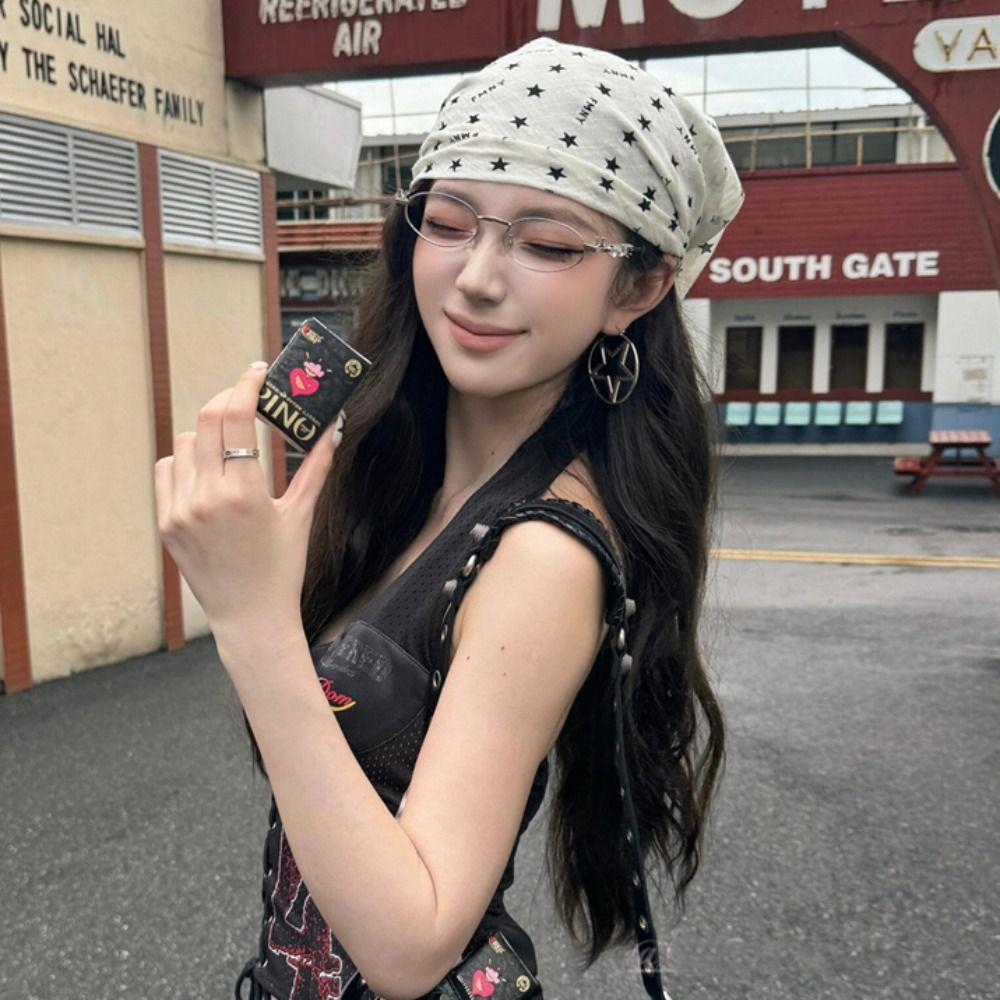 Star Leopard Print Headscarf All-match Punk Bandana Retro Y2k Print Turban  Spice Girls