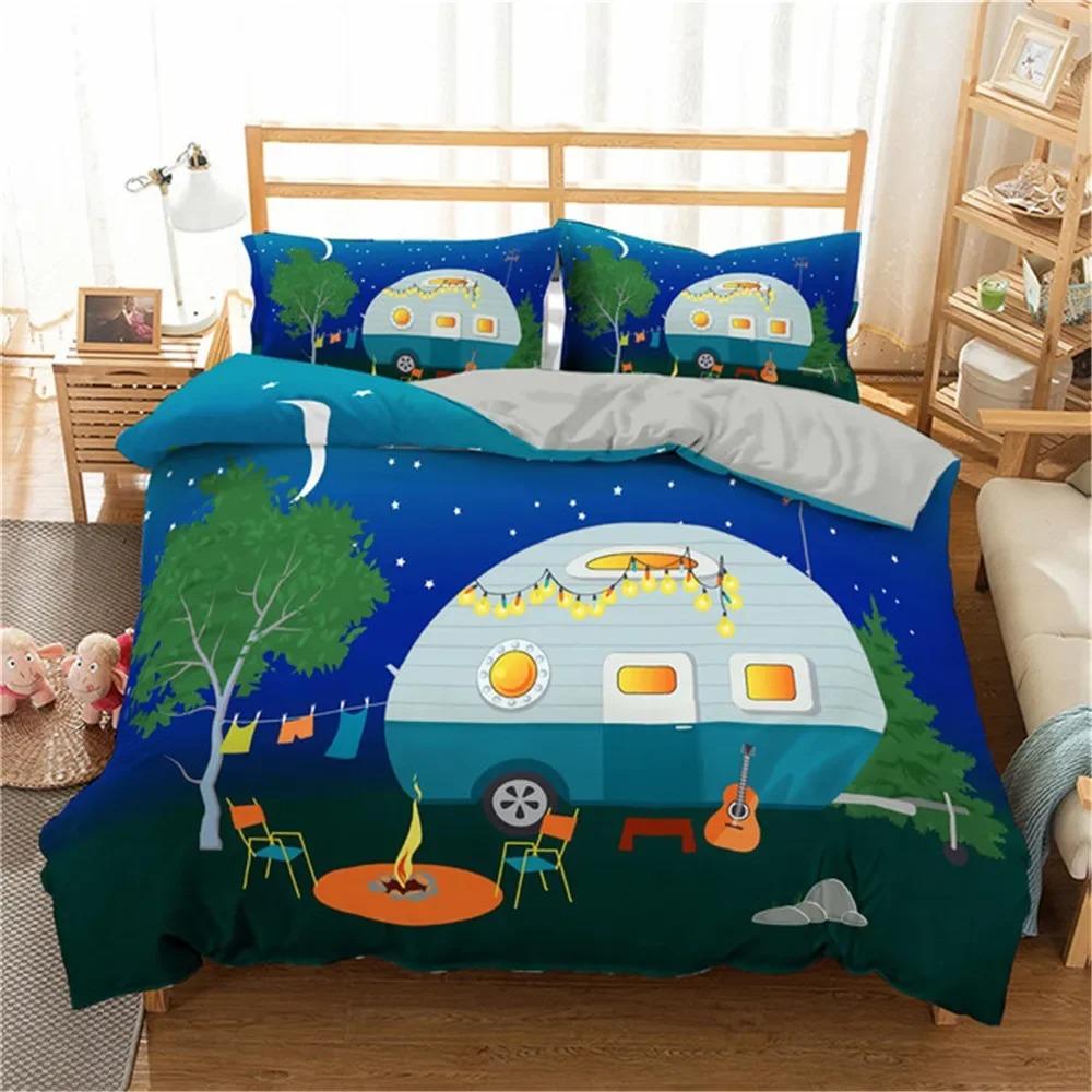 Comfortable Cartoon Pattern Duvet Cover Set With Duvet Cover And Pillowcases King Queen Twin Sizes For All Ages