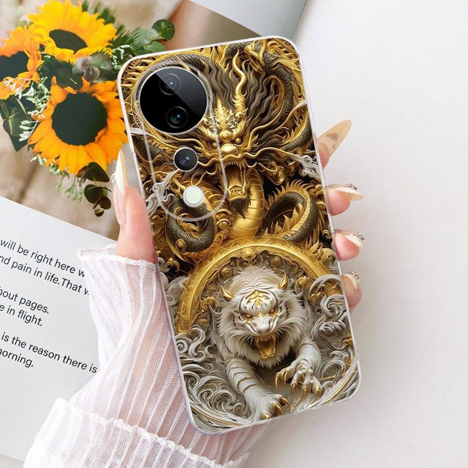 For Vivo V40 V2348 Case V40 Pro V2347 Cover Luxury Dragon Cartoon Soft Silicone Phone Case For Vivo S19 Pro T3 Ultra Funda Coque