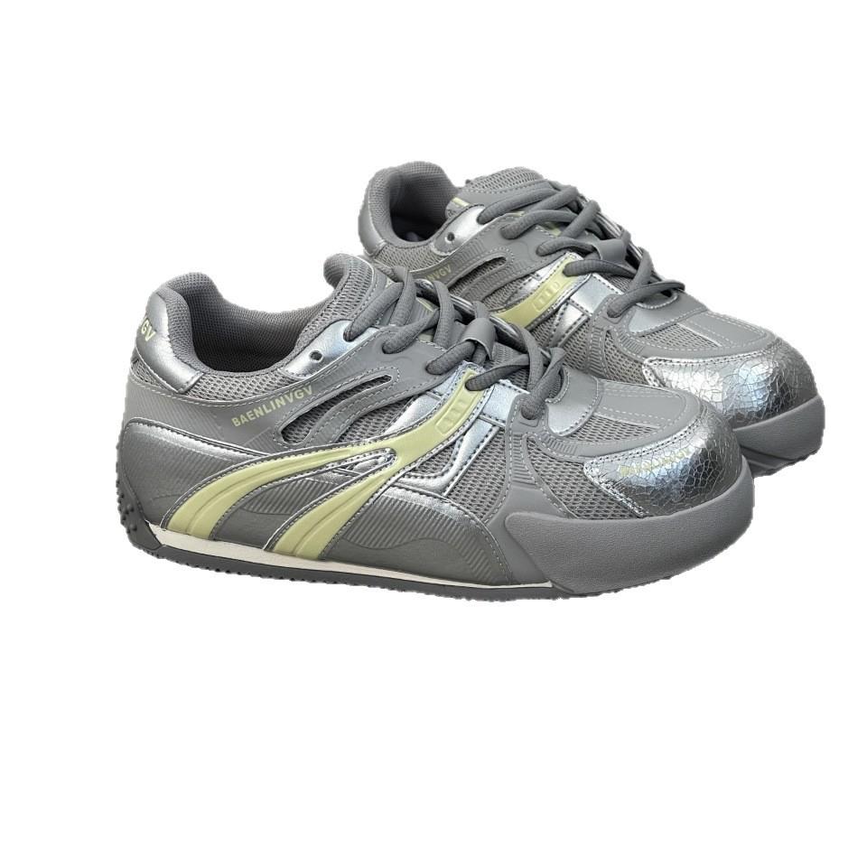 2025 autumn new leather thick-soled heightening dad shoes women's mesh breathable fashion versatile sports shoes women's shoes