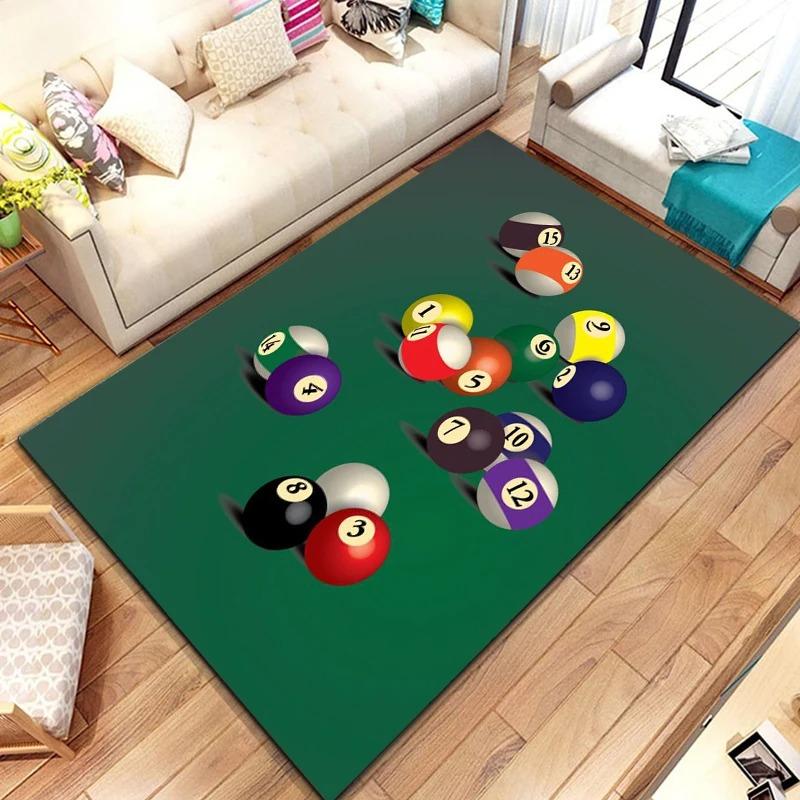 Billiard Sports Carpet Mat Rug Pool Balls Cue Triangle Rack Game Room Home Decoration Floor Mat Rugs for Bedroom Home Carpets