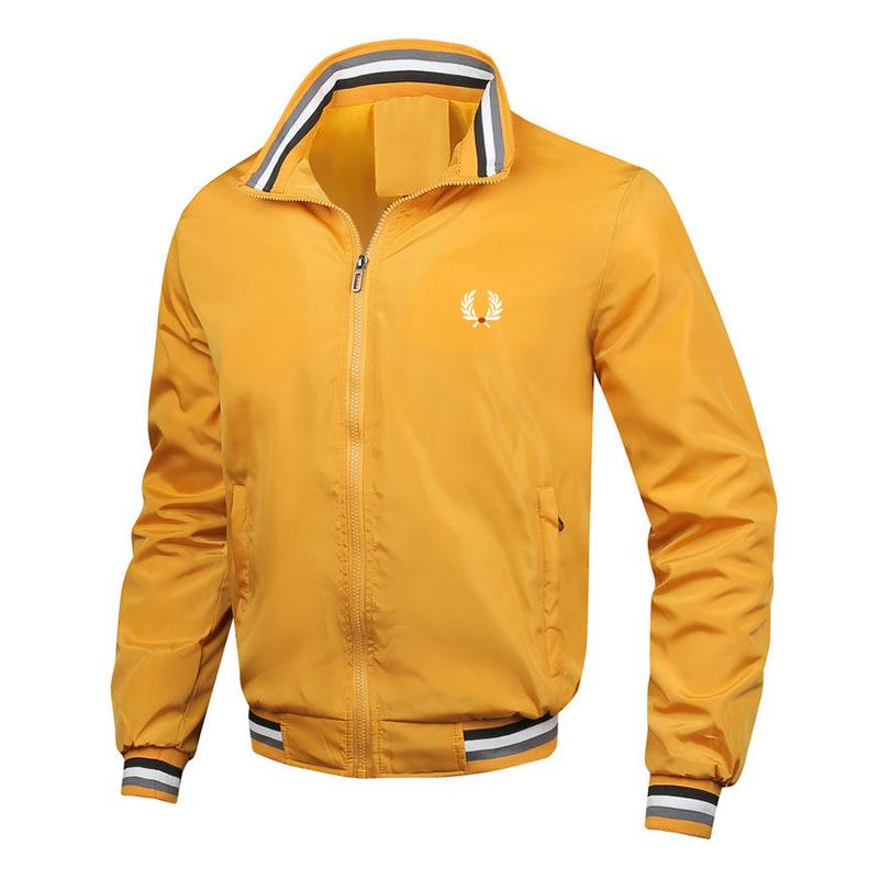 Herren Stickerei Weizen Stehkragen Baseballjacke - Große Größen Lässige Mode für Frühling und Herbst