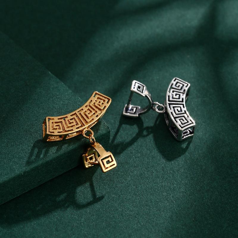 18K Gold-Plated Thai Silver Pendant Bail with Agate Jade Buddha Guanyin Clip