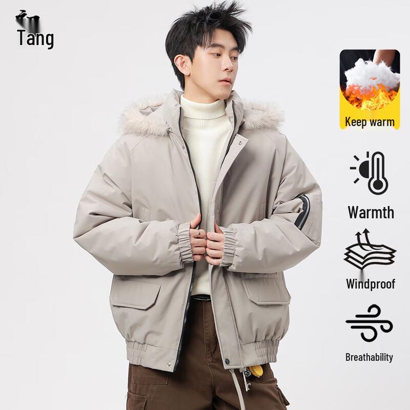 Men's Hooded Thickened Fur Collar Parka Jacket