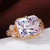 Cao Shi Elegant Zircon Gold-Plated Ring - Women's Fashion Engagement Accessory