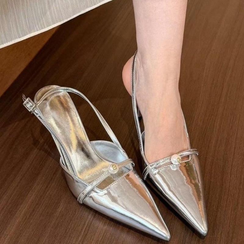 Fashion 2025 Summer New Pointed Simple Shallow Mouth Comfortable Women's Gladiator sandals Outwear Back Strap Women High Heeled Sandals