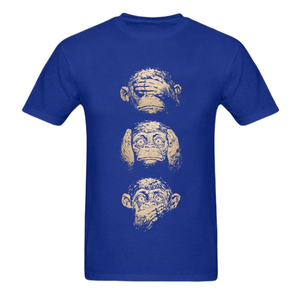 Wise Monkeys Funky T Shirt for Man Retro Painting Tees Top Cotton Fabric Short Sleeve Teens Customize Tshirt