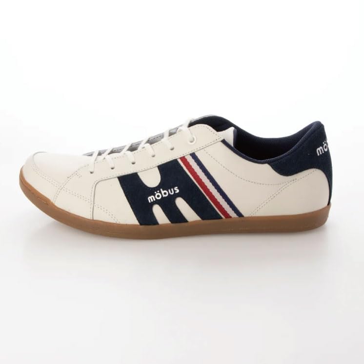 Mobus Men's Leather Sneakers, Genuine Leather, Sports, Casual, Walking Shoes, Current Model MOSEL (CREAM/NAVY, Measurement 25 Points, 0 Centimeters)