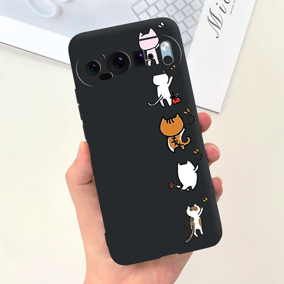 Cartoon Black Cat Cool Style Phone Case For Google Pixel 9 9Pro 7 6 6a 6Pro Coque Fundas Ultra Soft Silicone TPU Bumper Cover