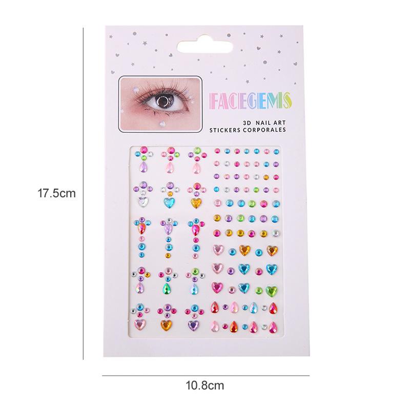 Face Diamond Stickers Water Droplets Stars Love Shapes For Girls Self Adhesive Acrylic Diamond Gemstones Sticker Decoration