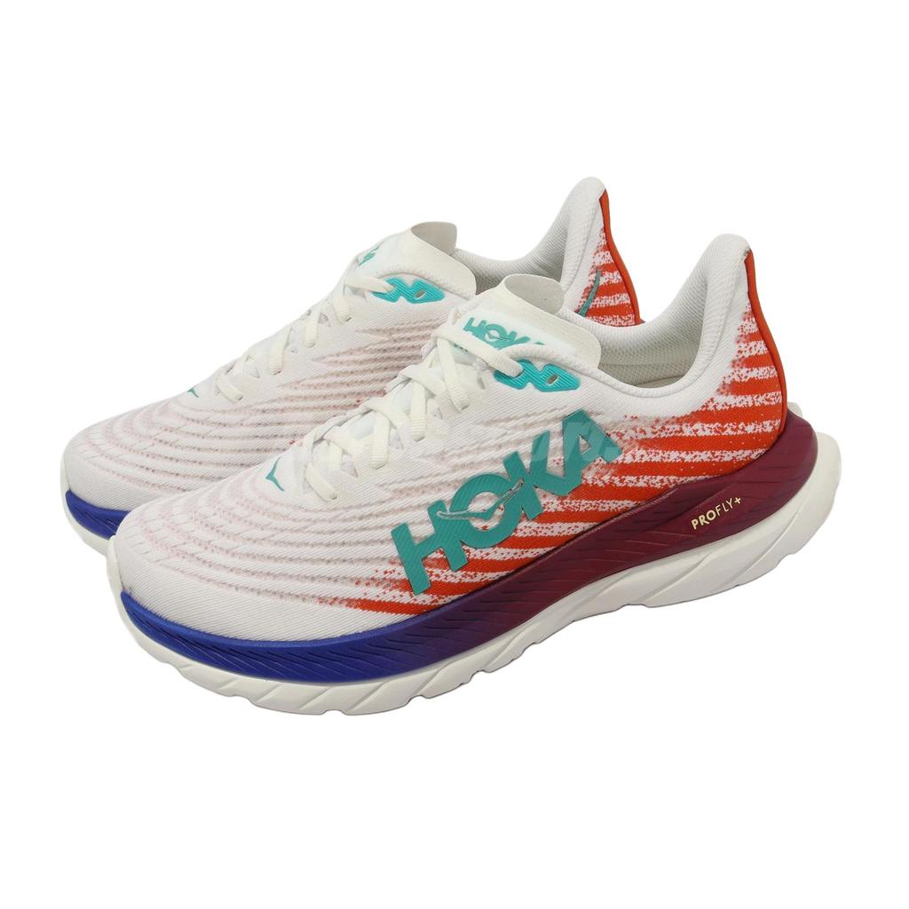 HOKA Mach 5 Wide Bianco Rosso Fuoco Scarpe da Ginnastica Donna 1136678-WFM