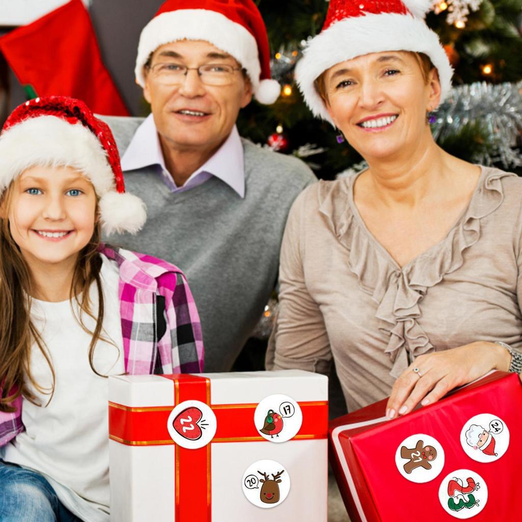 1-24/sheet Number Stickers DIYs Gift Packaging Labels Xmas Decoration Merry Christmas Advent Calendar Number Paper Sticker