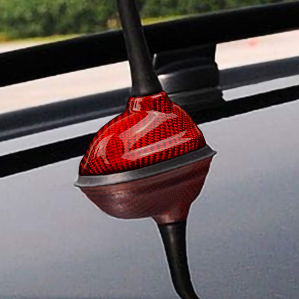 AIRSPEED Carbon Fiber Car Shark Fin Antenna Cover Radio Signal Sticker Accessories Fit Mini Cooper R55 R56 Accessories (Red)